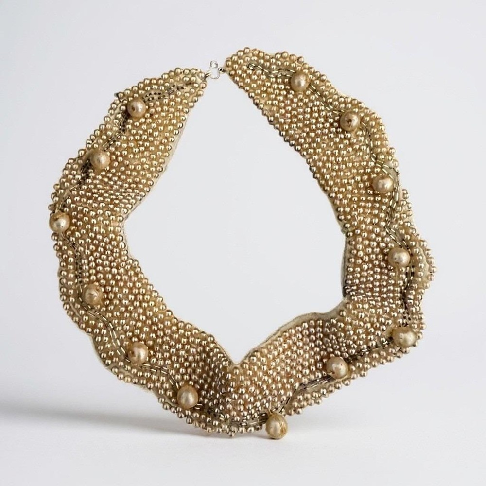Vintage Delco Collar Necklace Made in Japan Beaded Pearl Costume Jewelry